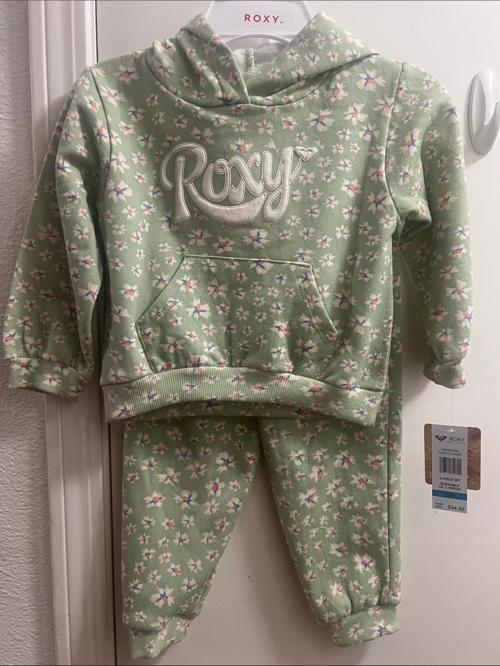 Roxy Light Green Floral Hooded Set